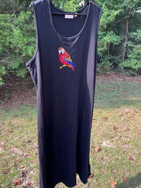 Quacker Factory Black Maxi Dress with Sequin Parrot